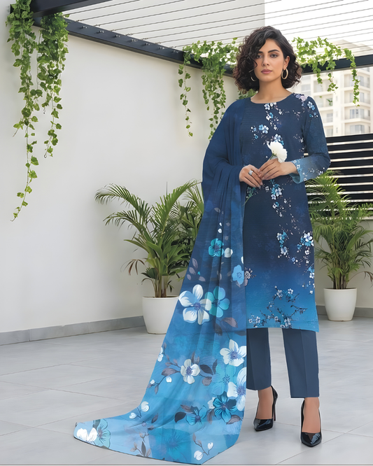 Printed All-Over Lawn 3-Piece Suit