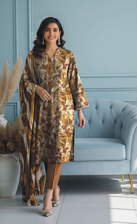 Printed All-Over Lawn 3-Piece Suit