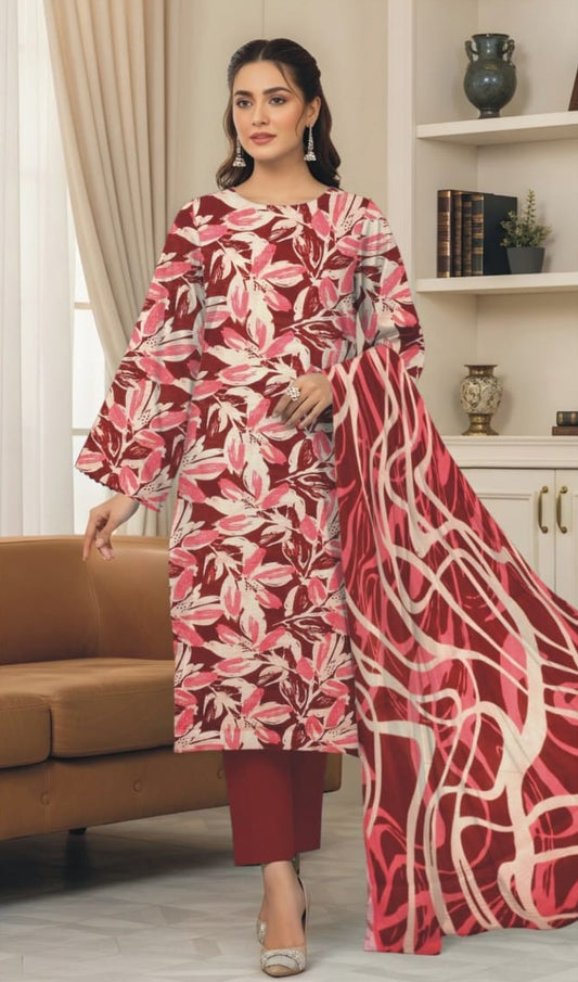 Printed All-Over Lawn 3-Piece Suit