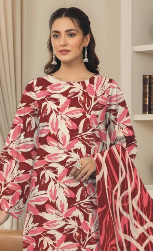 Printed All-Over Lawn 3-Piece Suit