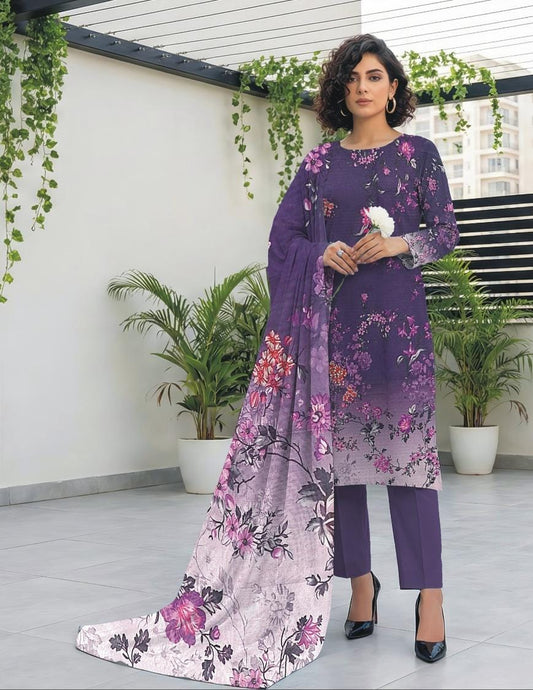 Printed All-Over Lawn 3-Piece Suit